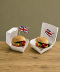 Mini Burger Boxes 7-9cm | White Card Food Containers | Take-Away Slider Boxes - Canape King