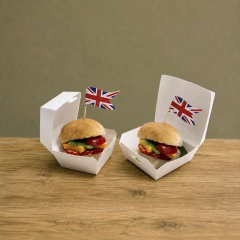 Mini Burger Boxes 7-9cm | White Card Food Containers | Take-Away Slider Boxes - Canape King
