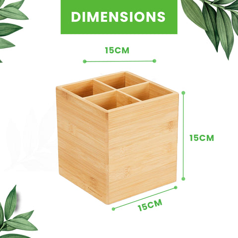 15cm Square Bamboo Cutlery Box | Eco-Friendly Cutlery Holder | Sustainable Service Box