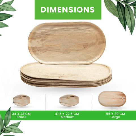 55cm Extra Large Oval Palm Leaf Platters | Eco-Friendly Serving Trays | Premium Party Platters