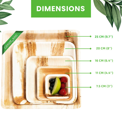 7-25cm Square Palm Leaf Plates | Premium Eco-Friendly Disposable Plates | 5 Sizes