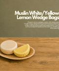Muslin White/Yellow Lemon Wedge Bags | Elasticated Citrus Covers | Professional Food Service - Canape King