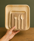 150-Piece Eco Party Bundle | Palm Leaf Plates, Cutlery & Napkins Set | Complete Entertaining Pack - Canape King