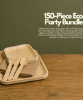 150-Piece Eco Party Bundle | Palm Leaf Plates, Cutlery & Napkins Set | Complete Entertaining Pack - Canape King