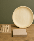 125-Piece Eco Pack | Round Palm Leaf Party Bundle | 25cm Plates, Cutlery & Napkins Set - Canape King