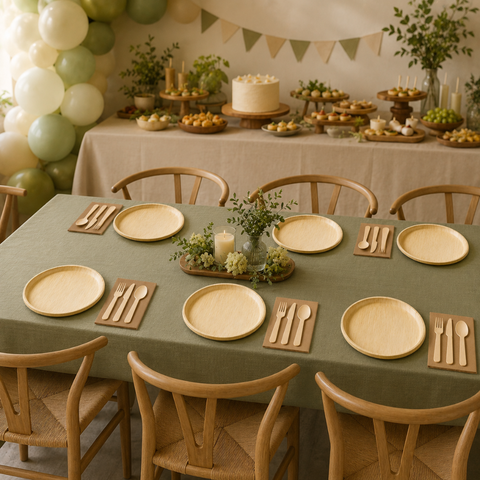 125-Piece Eco Pack | Round Palm Leaf Party Bundle | 25cm Plates, Cutlery & Napkins Set - Canape King
