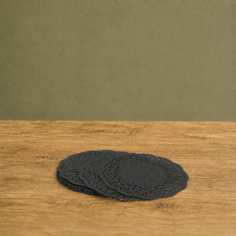 Black Paper Doilies 9cm | Elegant Lace Design | Professional Food Service Doilies - Canape King