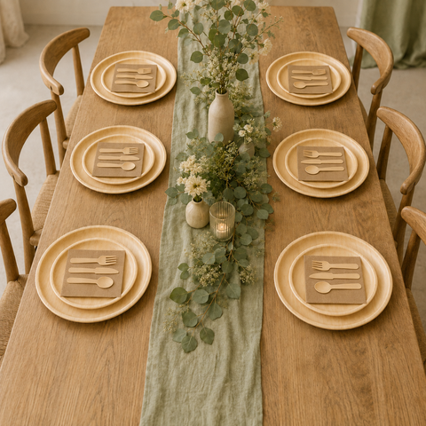 150-Piece Eco Pack | Round Palm Leaf Party Bundle | 25cm Plates, Cutlery & Napkins Set - Canape King