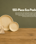 150-Piece Eco Pack | Round Palm Leaf Party Bundle | 25cm Plates, Cutlery & Napkins Set - Canape King