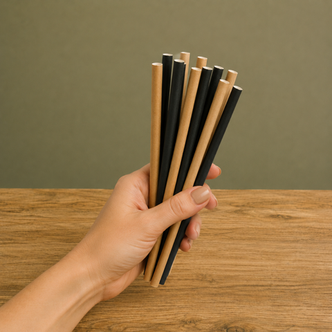 Eco-Friendly Paper Straws 6mm | Black & Brown Drinking Straws | Sustainable Bar Supplies
