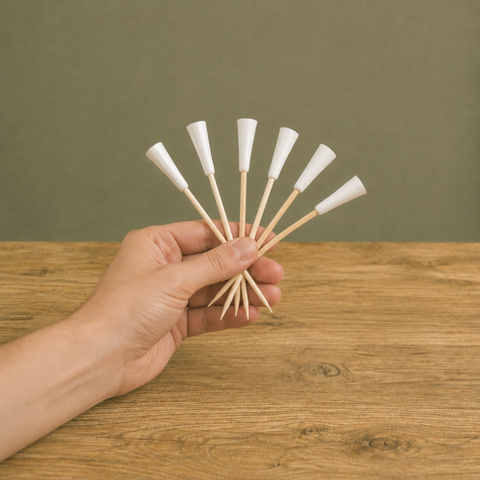 Golf Tee Wooden Skewers 12cm | Sports Theme Food Picks | Golf Party Skewers - Canape King