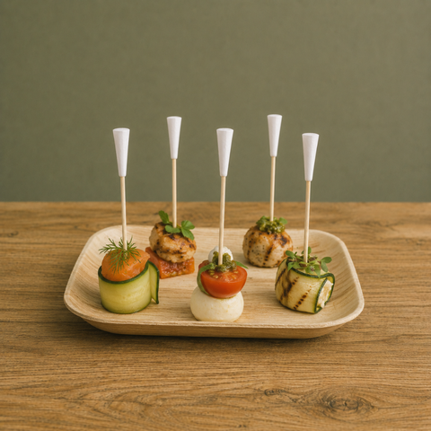 Golf Tee Wooden Skewers 12cm | Sports Theme Food Picks | Golf Party Skewers - Canape King