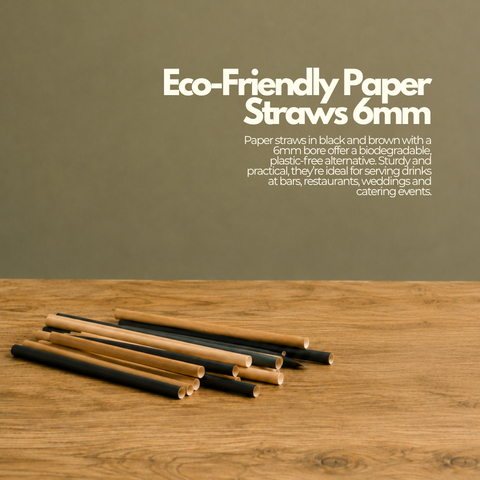 Eco-Friendly Paper Straws 6mm | Black & Brown Drinking Straws | Sustainable Bar Supplies