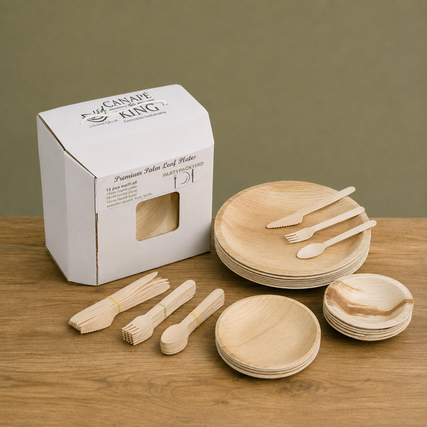 90-Piece Palm Leaf Party Set | Complete Eco Tableware Bundle | Large Event Pack - Canape King