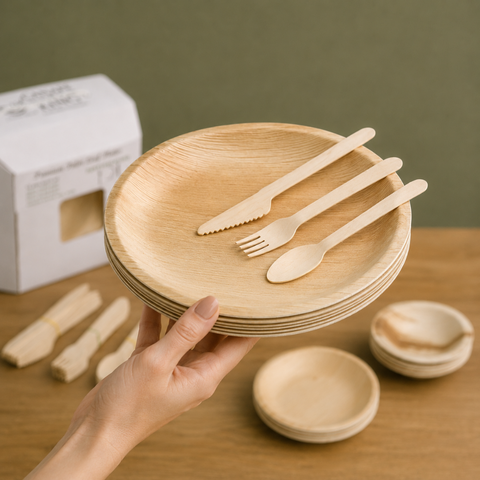 90-Piece Palm Leaf Party Set | Complete Eco Tableware Bundle | Large Event Pack