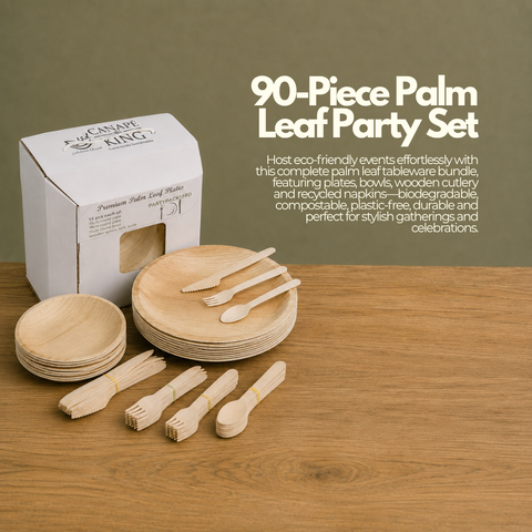 90-Piece Palm Leaf Party Set | Complete Eco Tableware Bundle | Large Event Pack