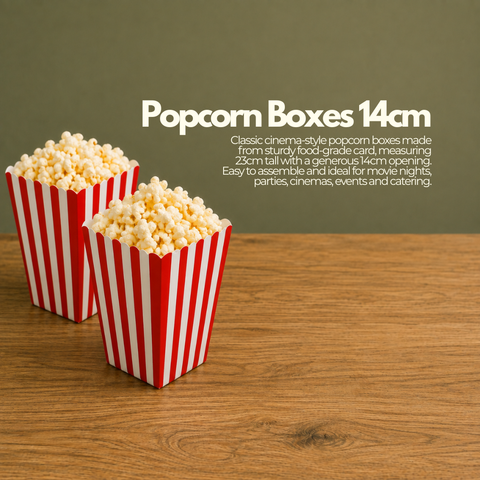 Popcorn Boxes 14cm | Classic Snack Cartons | Professional Party Containers