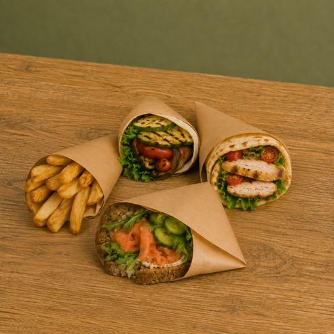 Greaseproof Paper Food Wrap | Brown/ White | Professional Food Service