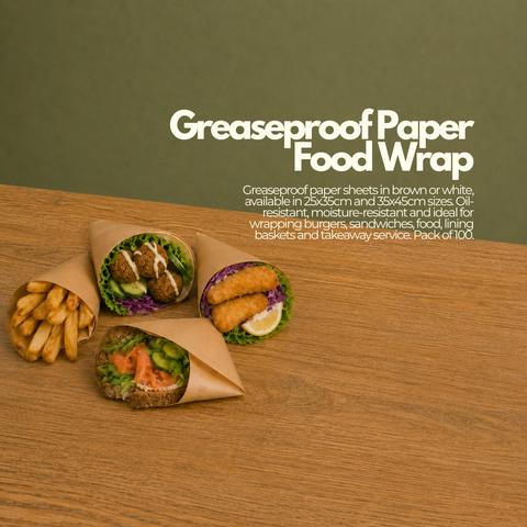Greaseproof Paper Food Wrap | Brown/ White | Professional Food Service