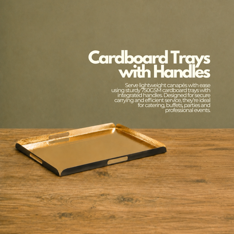 Cardboard Trays with Handles 28x42cm | Professional Serving Trays | 750GSM Strong Service Trays - Canape King