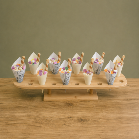 20-hole Wooden Cone Stand | Round Food Display Stand | Professional Serving Holder