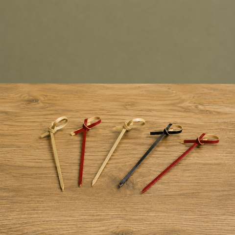 Musubi Bamboo Knot Skewers | Cocktail Sticks with Looped Knot Mini Toothpicks - Canape King