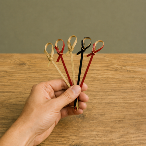 Musubi Bamboo Knot Skewers | Cocktail Sticks with Looped Knot Mini Toothpicks - Canape King