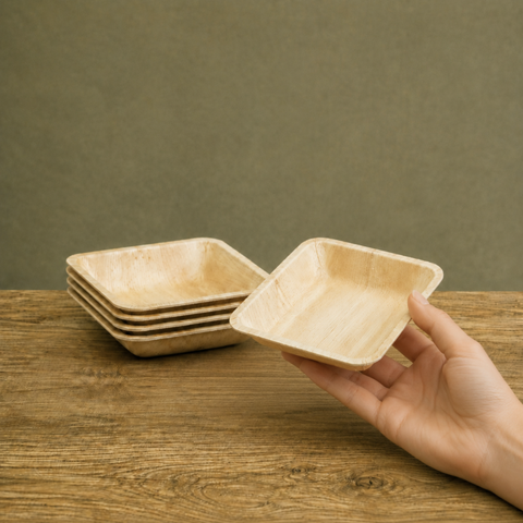 Premium Square Palm Leaf Bowls 14cm | Eco-Friendly Disposable Bowl