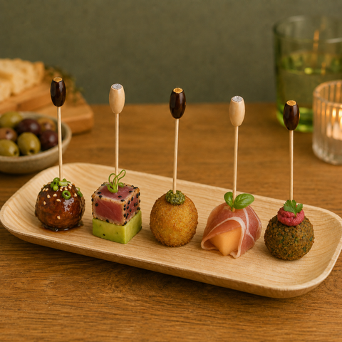 Cocktail Bamboo Bead Skewers | Decorative Drink Picks | Professional Bar Accessories - Canape King