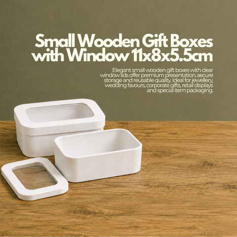 Small Wooden Gift Boxes with Window 11x8x5.5cm | Display Gift Containers | Premium Presentation Boxes