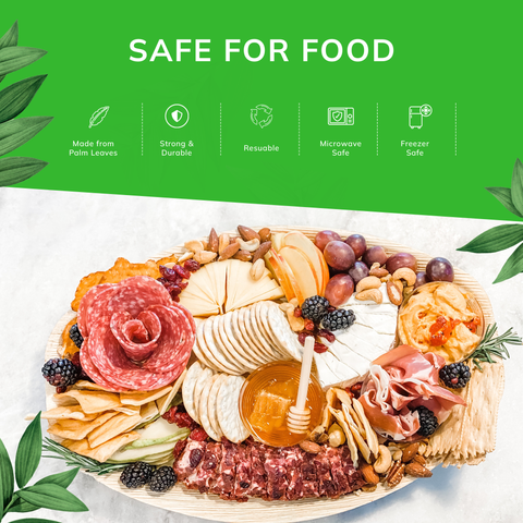 34 & 41cm Large Oval Palm Leaf Platters | Eco-Friendly Serving Platters | 2 Sizes