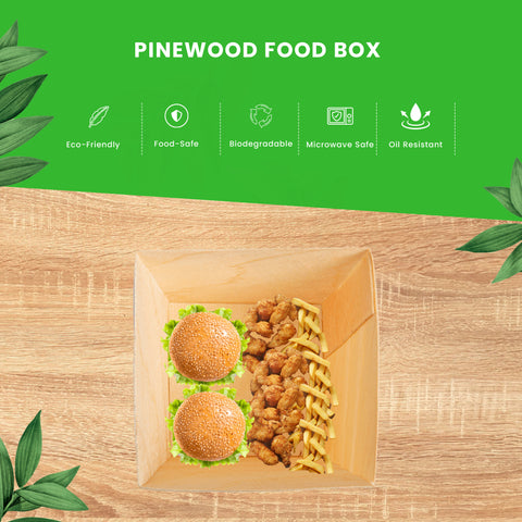 5.5cm Square Pinewood Eco-Friendly Food Container | Natural Mini Serving Cup