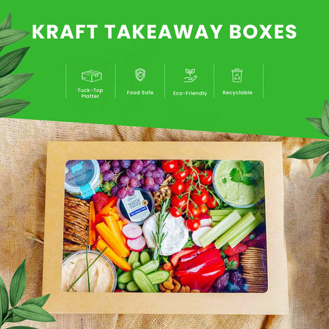 Platter Box with Window 38.5x26x8.5cm | Professional Catering Box | Display Food Container