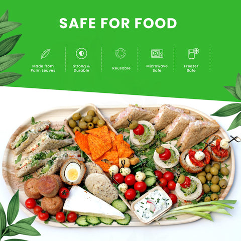 55cm Extra Large Oval Palm Leaf Platters | Eco-Friendly Serving Trays | Premium Party Platters