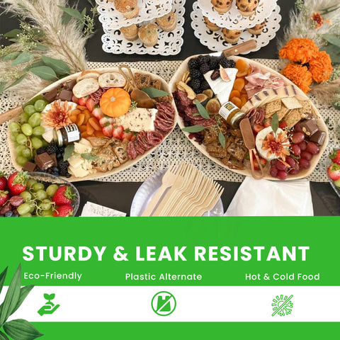 34 & 41cm Large Oval Palm Leaf Platters | Eco-Friendly Serving Platters | 2 Sizes