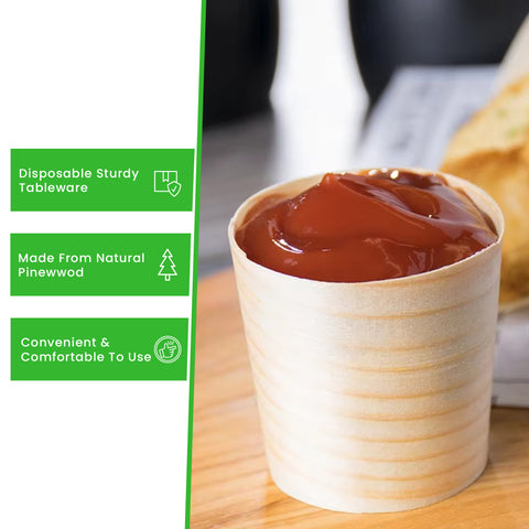 Pinewood Serving Cups | Eco-Friendly Food Cups | Natural Party Serveware | 4 Sizes