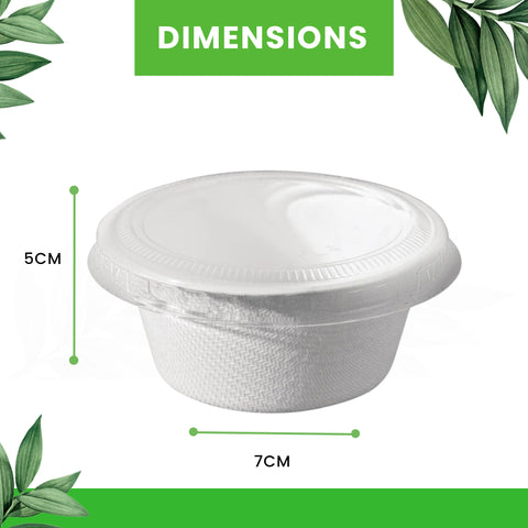 White Bagasse Pots with Lids | Eco-Friendly Food Containers | Sustainable Take-Away Pots