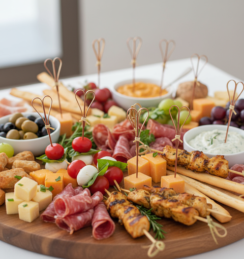 Bamboo Heart Skewers 12cm | Decorative Food Picks | Romantic Party Skewers