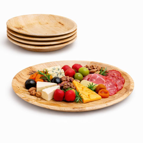15-30cm Round Palm Leaf Plates | Premium Eco-Friendly Disposable Plates | 6 Sizes