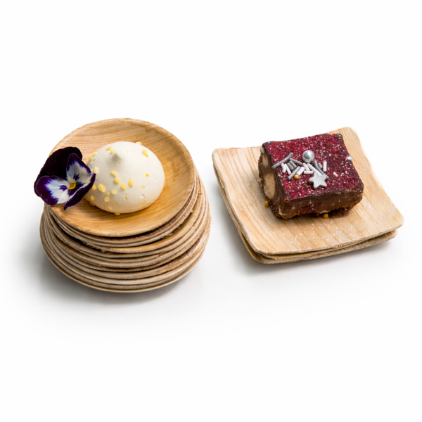 Mini Palm Leaf Dishes | Square & Round Eco-Friendly Bowls | Perfect for Dips & Appetizers - Canape King