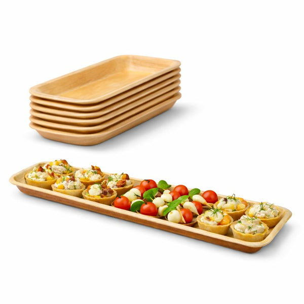 Long 33cm Rectangle Palm Leaf Serving Trays | Eco-Friendly Platters | Premium Party Serveware - Canape King