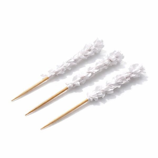 White Frilled Buffet Skewers 10cm | Decorative Party Picks | Professional Food Skewers - Canape King