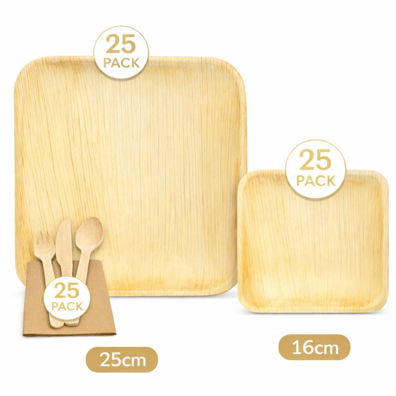 150-Piece Eco Party Bundle | Palm Leaf Plates, Cutlery & Napkins Set | Complete Entertaining Pack - Canape King