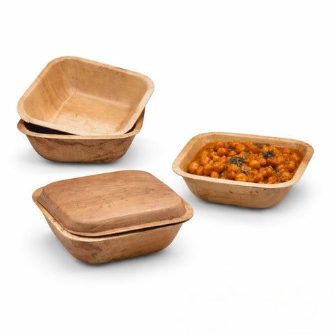 Square Palm Leaf Bowls with Lid | Eco-Friendly Food Containers | Sustainable Packaging