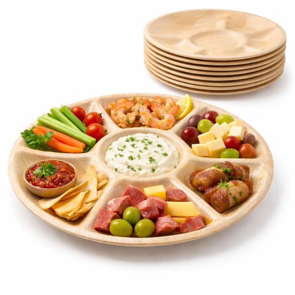 7-Compartment Palm Leaf Plates | Eco-Friendly Thali Plates | Premium Divided Plates - Canape King