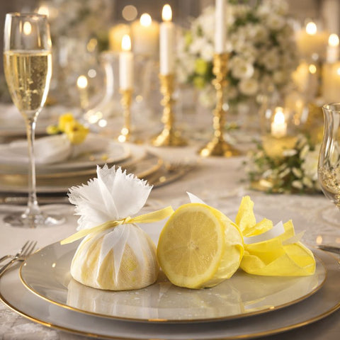 Muslin Lemon Covers with Ribbons | Professional Food Service Covers | 100-Piece Set