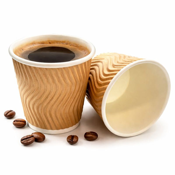 Ripple Kraft Espresso Cup 4oz | Insulated Disposable Coffee Cups | Eco-Friendly Ripple Wall Cups for Hot Drinks - Canape King