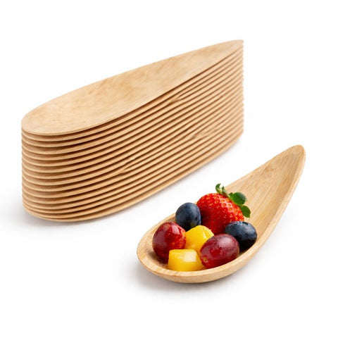 Palm Leaf Teardrop Spoons | Eco-Friendly Tasting Spoons | Elegant Appetizer Serveware