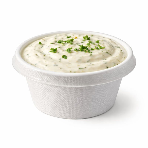 2oz/4oz White Bagasse Pots with Lids | Eco-Friendly Food Containers | Sustainable Take-Away Pots - Canape King