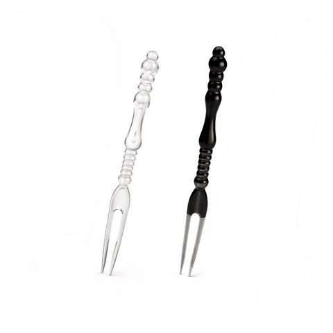 Crystal Pick Fork 11cm | Reusable Clear or Black Plastic Forks - Canape King